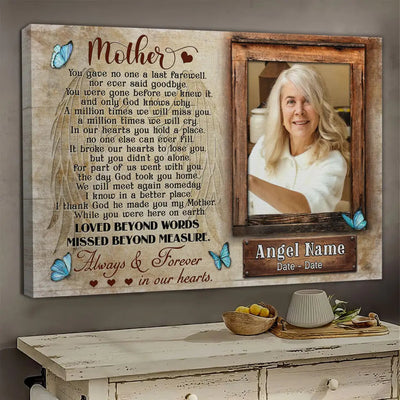 Personalized Canvas Prints, Upload Photo And Name, Memorial Gifts For Loss Of Mother, Memorial Gift, Always And Forever In Our Heart Canvas