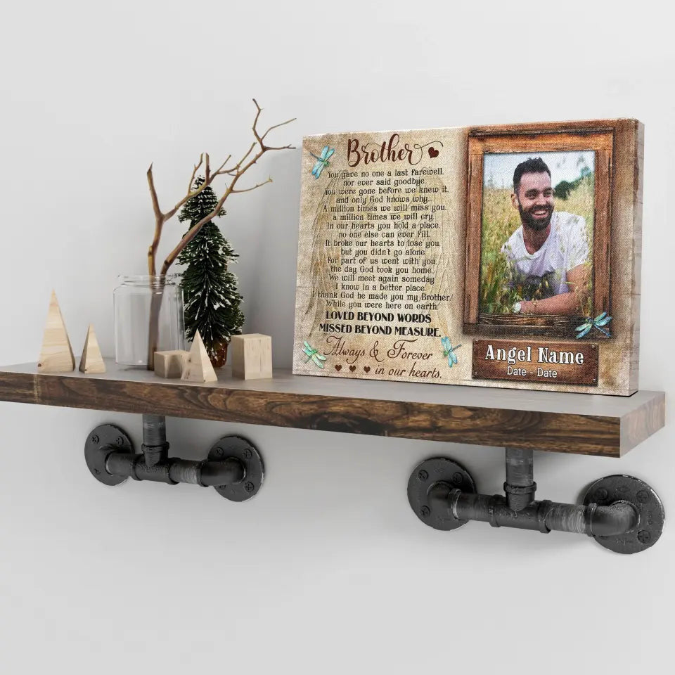 Personalized Canvas Prints, Upload Photo And Name, Memorial Gifts For Loss Of Brother, Memorial Gift, Always And Forever In Our Heart Canvas