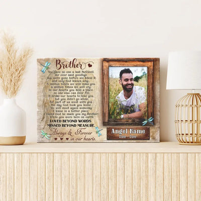 Personalized Canvas Prints, Upload Photo And Name, Memorial Gifts For Loss Of Brother, Memorial Gift, Always And Forever In Our Heart Canvas