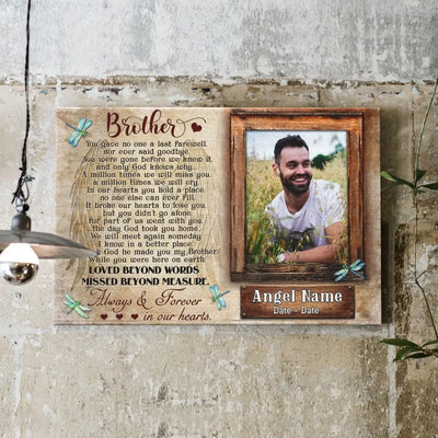 Personalized Canvas Prints, Upload Photo And Name, Memorial Gifts For Loss Of Brother, Memorial Gift, Always And Forever In Our Heart Canvas