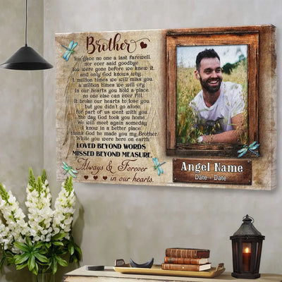 Personalized Canvas Prints, Upload Photo And Name, Memorial Gifts For Loss Of Brother, Memorial Gift, Always And Forever In Our Heart Canvas
