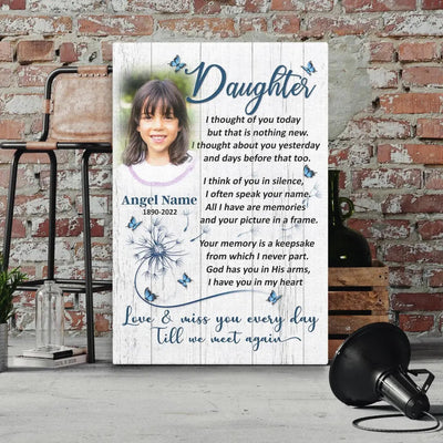 Personalized Canvas Prints, Upload Photo And Name, Memorial Gifts For Loss Of Daughter, Memorial Gift, Love And Miss You Every Day Canvas