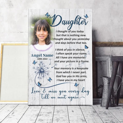 Personalized Canvas Prints, Upload Photo And Name, Memorial Gifts For Loss Of Daughter, Memorial Gift, Love And Miss You Every Day Canvas