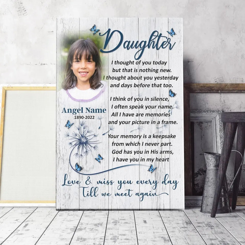 Personalized Canvas Prints, Upload Photo And Name, Memorial Gifts For Loss Of Daughter, Memorial Gift, Love And Miss You Every Day Canvas