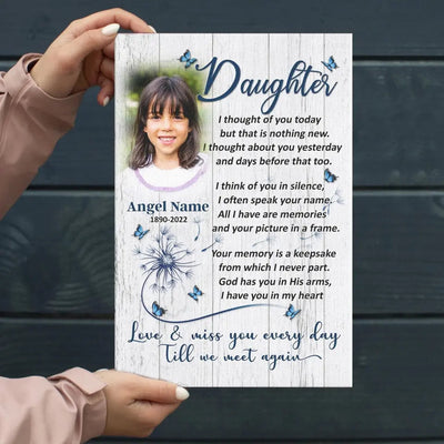 Personalized Canvas Prints, Upload Photo And Name, Memorial Gifts For Loss Of Daughter, Memorial Gift, Love And Miss You Every Day Canvas