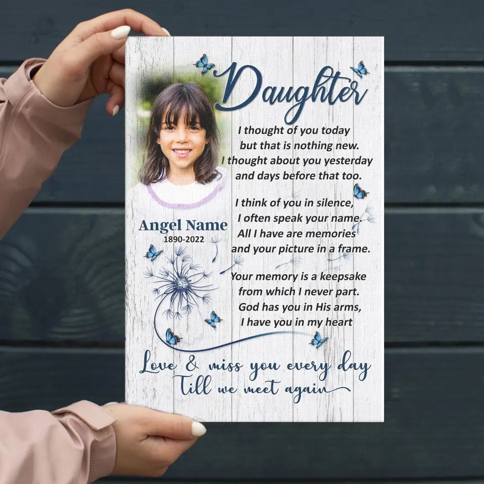 Personalized Canvas Prints, Upload Photo And Name, Memorial Gifts For Loss Of Daughter, Memorial Gift, Love And Miss You Every Day Canvas