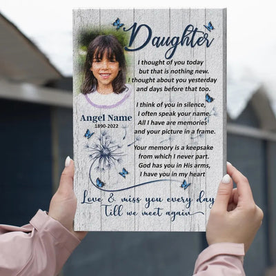 Personalized Canvas Prints, Upload Photo And Name, Memorial Gifts For Loss Of Daughter, Memorial Gift, Love And Miss You Every Day Canvas