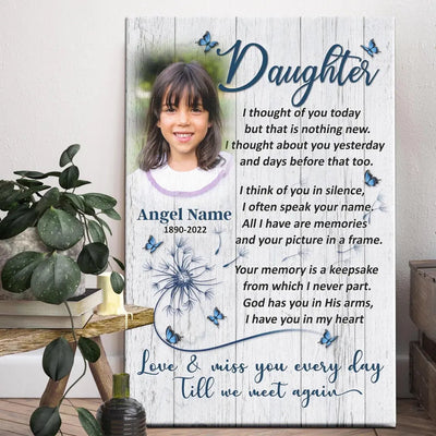 Personalized Canvas Prints, Upload Photo And Name, Memorial Gifts For Loss Of Daughter, Memorial Gift, Love And Miss You Every Day Canvas