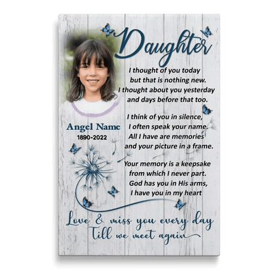 Personalized Canvas Prints, Upload Photo And Name, Memorial Gifts For Loss Of Daughter, Memorial Gift, Love And Miss You Every Day Canvas