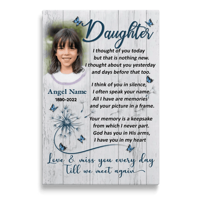 Personalized Canvas Prints, Upload Photo And Name, Memorial Gifts For Loss Of Daughter, Memorial Gift, Love And Miss You Every Day Canvas