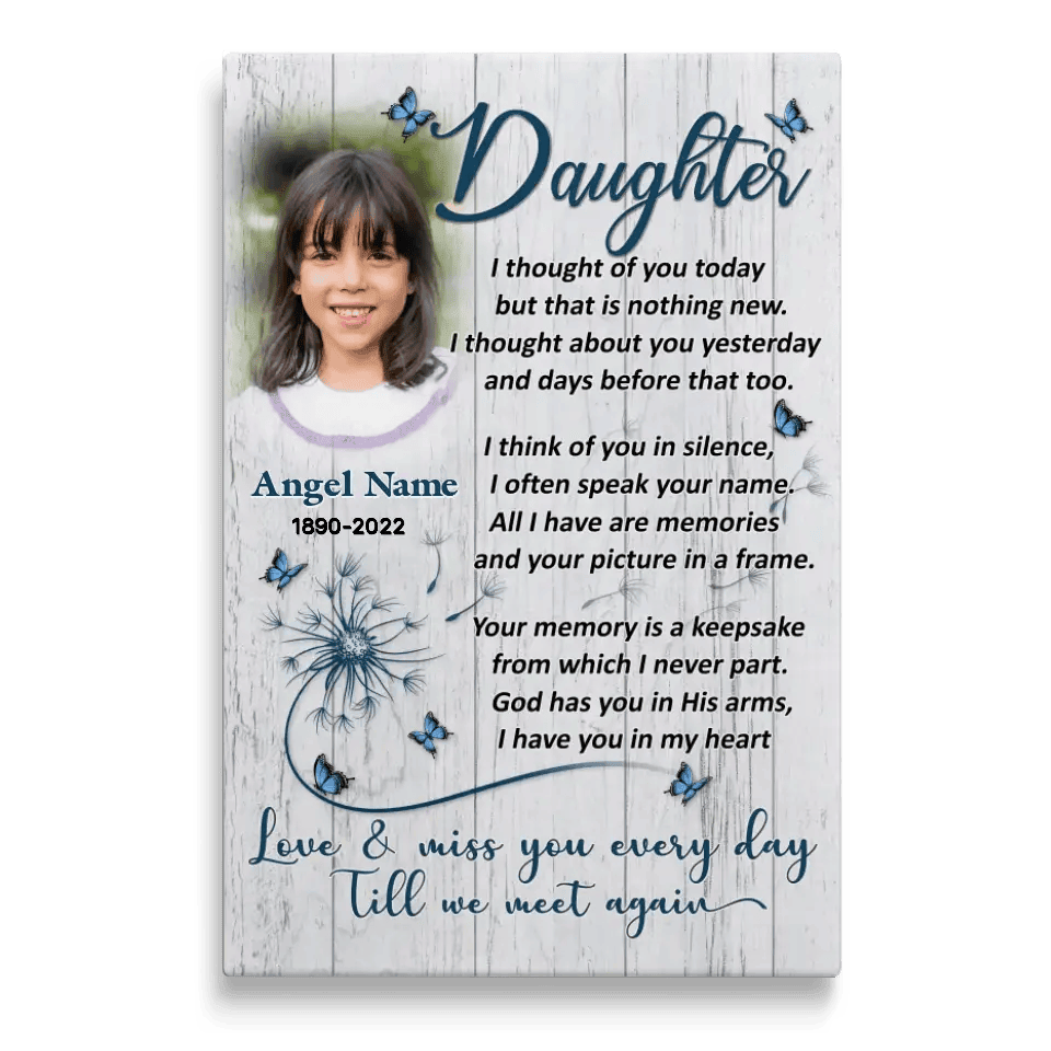 Personalized Canvas Prints, Upload Photo And Name, Memorial Gifts For Loss Of Daughter, Memorial Gift, Love And Miss You Every Day Canvas