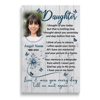 Personalized Canvas Prints, Upload Photo And Name, Memorial Gifts For Loss Of Daughter, Memorial Gift, Love And Miss You Every Day Canvas