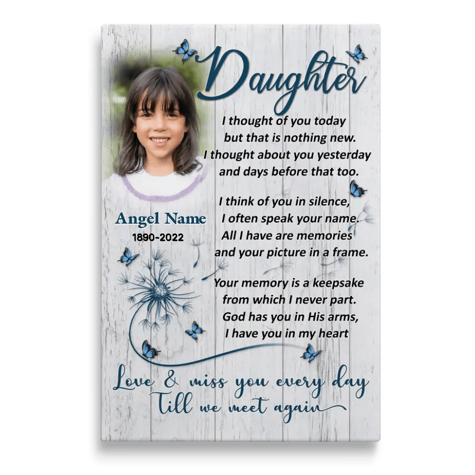 Personalized Canvas Prints, Upload Photo And Name, Memorial Gifts For Loss Of Daughter, Memorial Gift, Love And Miss You Every Day Canvas