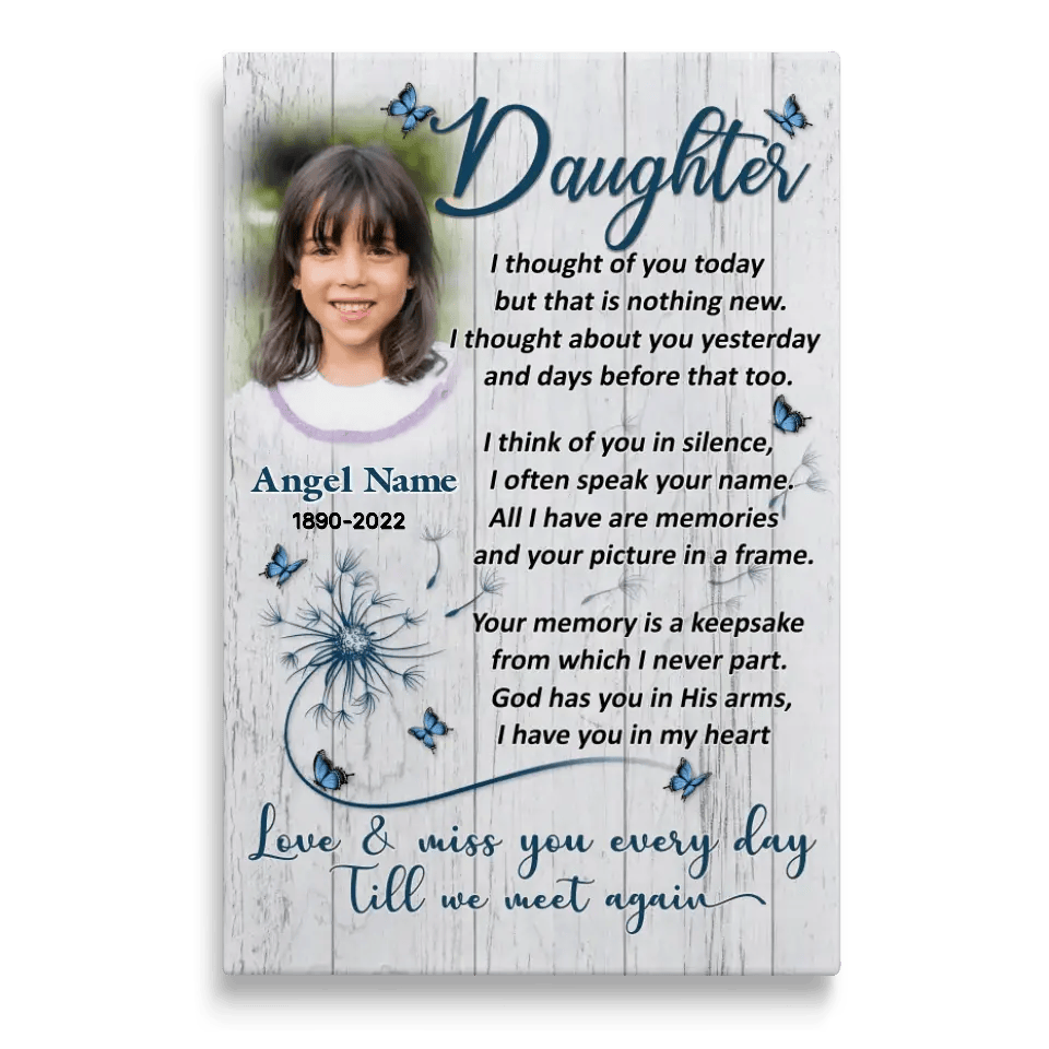 Personalized Canvas Prints, Upload Photo And Name, Memorial Gifts For Loss Of Daughter, Memorial Gift, Love And Miss You Every Day Canvas
