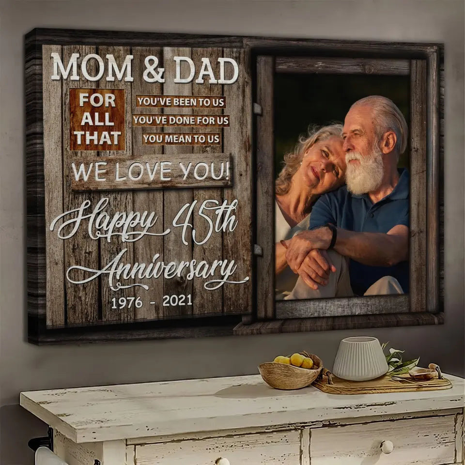Personalized Canvas Prints, Custom Photo, Anniversary Gift, Couple Gift, Anniversary Gift For Mom And Dad, We Love You Canvas