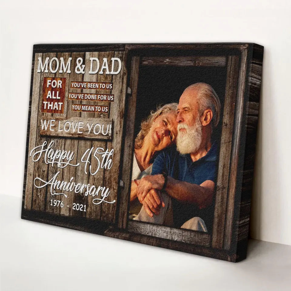 Personalized Canvas Prints, Custom Photo, Anniversary Gift, Couple Gift, Anniversary Gift For Mom And Dad, We Love You Canvas