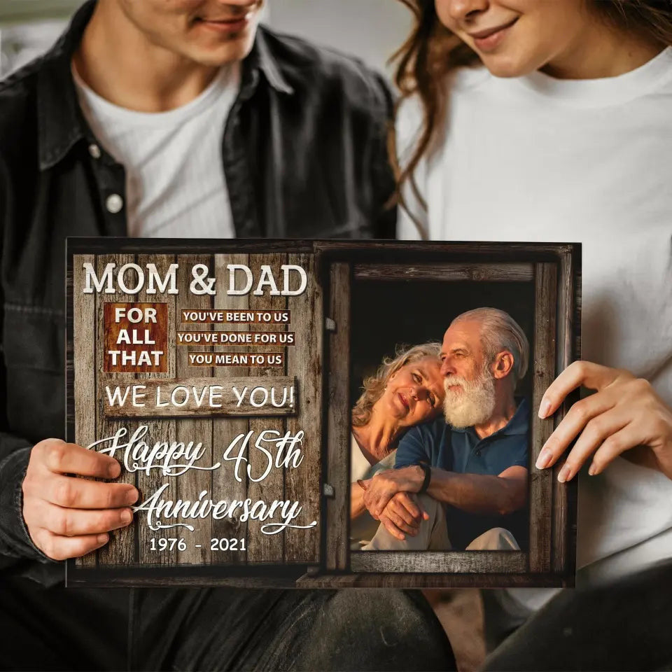 Personalized Canvas Prints, Custom Photo, Anniversary Gift, Couple Gift, Anniversary Gift For Mom And Dad, We Love You Canvas