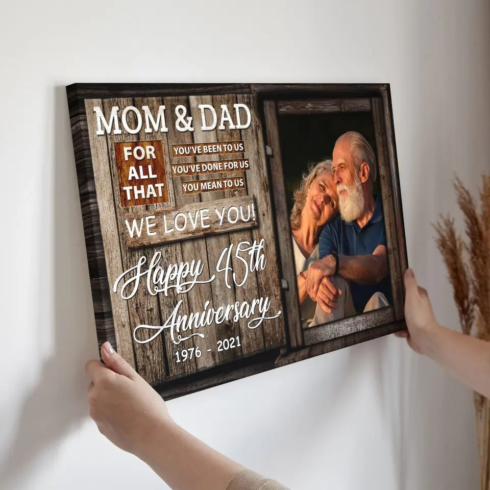 Personalized Canvas Prints, Custom Photo, Anniversary Gift, Couple Gift, Anniversary Gift For Mom And Dad, We Love You Canvas