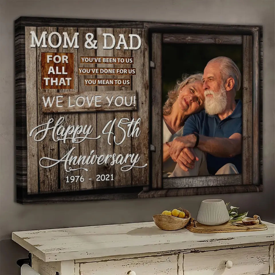 Personalized Canvas Prints, Custom Photo, Anniversary Gift, Couple Gift, Anniversary Gift For Mom And Dad, We Love You Canvas