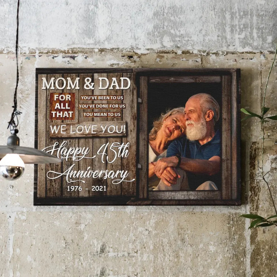 Personalized Canvas Prints, Custom Photo, Anniversary Gift, Couple Gift, Anniversary Gift For Mom And Dad, We Love You Canvas