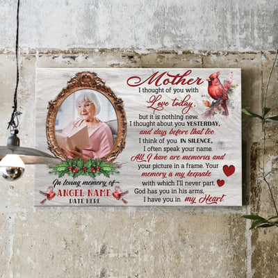 Personalized Canvas Prints, Upload Photo And Name, Memorial Gifts For Loss Of Mother, Memorial Gift, I Thought Of You Canvas