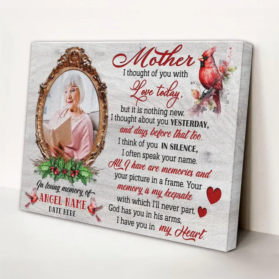 Personalized Canvas Prints, Upload Photo And Name, Memorial Gifts For Loss Of Mother, Memorial Gift, I Thought Of You Canvas