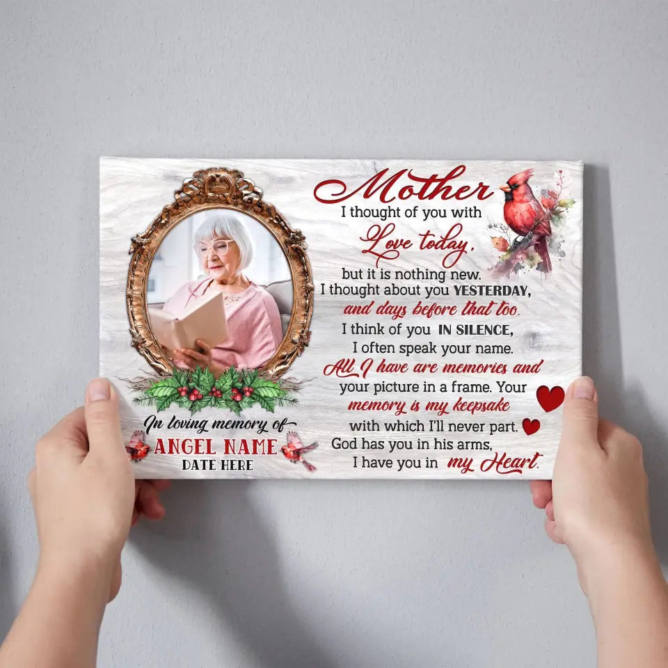 Personalized Canvas Prints, Upload Photo And Name, Memorial Gifts For Loss Of Mother, Memorial Gift, I Thought Of You Canvas