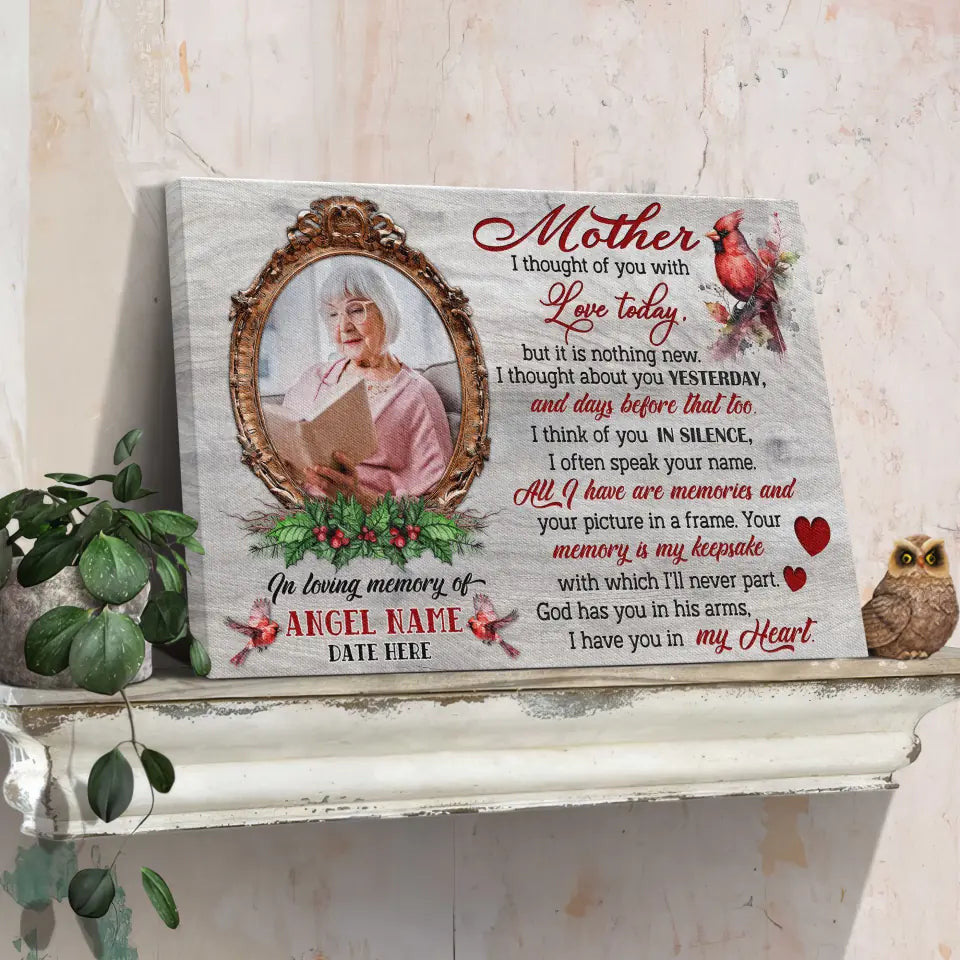 Personalized Canvas Prints, Upload Photo And Name, Memorial Gifts For Loss Of Mother, Memorial Gift, I Thought Of You Canvas