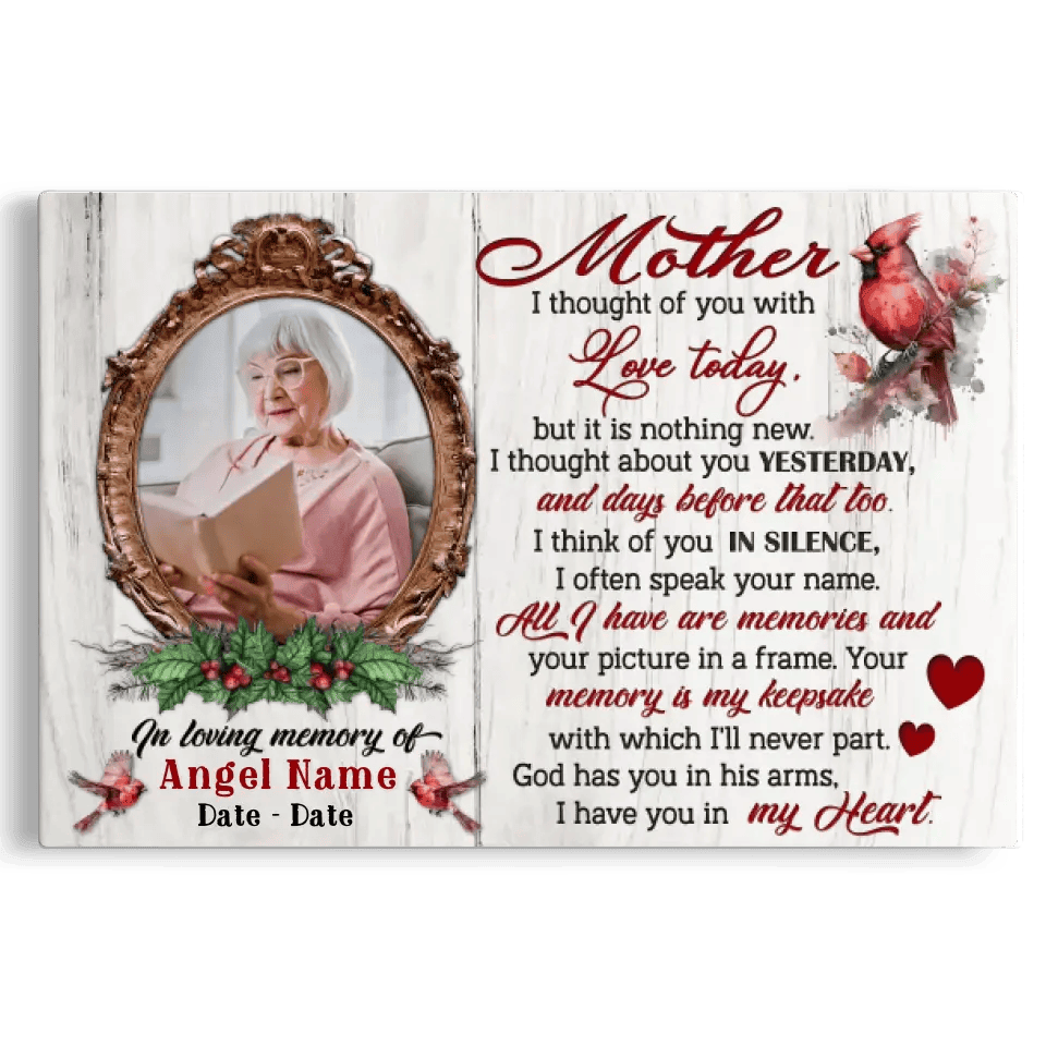 Personalized Canvas Prints, Upload Photo And Name, Memorial Gifts For Loss Of Mother, Memorial Gift, I Thought Of You Canvas