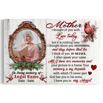 Personalized Canvas Prints, Upload Photo And Name, Memorial Gifts For Loss Of Mother, Memorial Gift, I Thought Of You Canvas