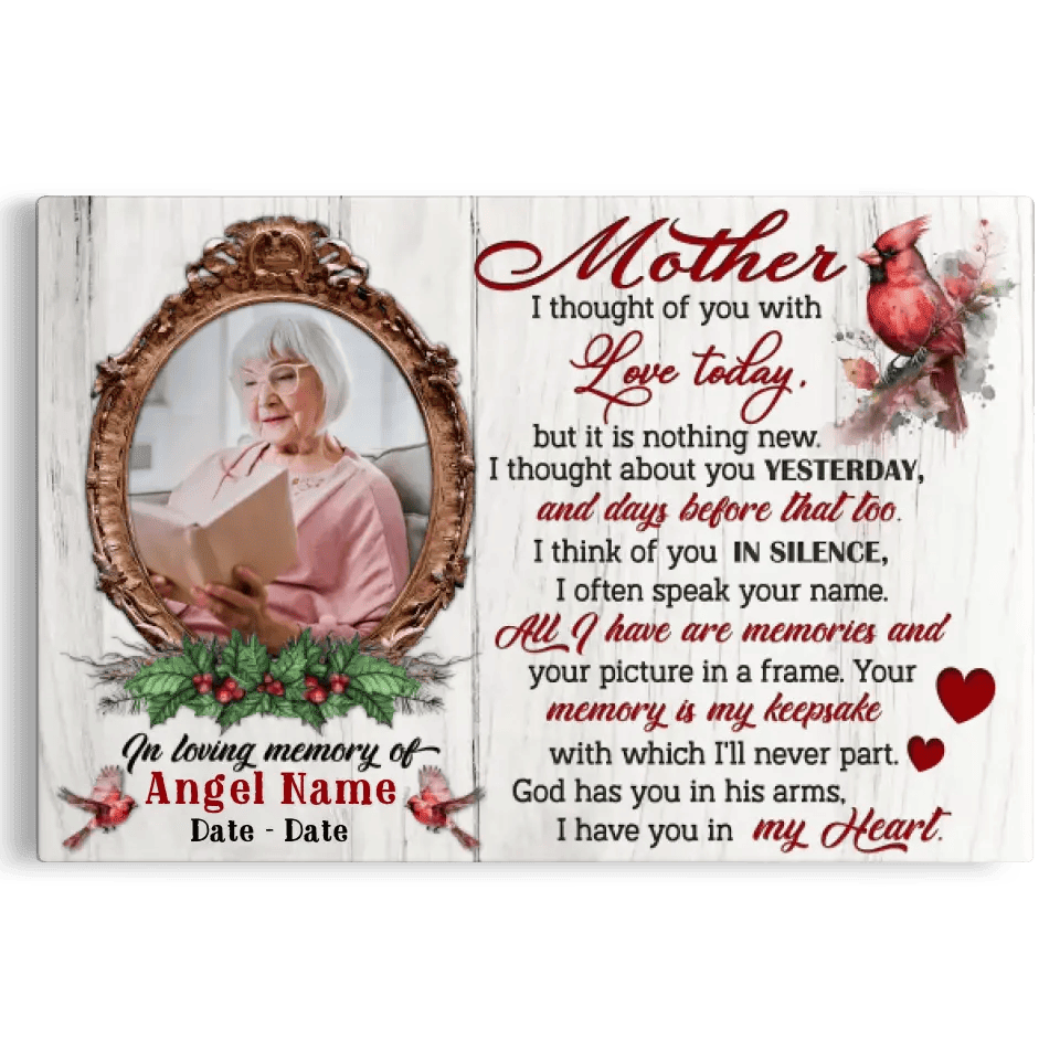Personalized Canvas Prints, Upload Photo And Name, Memorial Gifts For Loss Of Mother, Memorial Gift, I Thought Of You Canvas