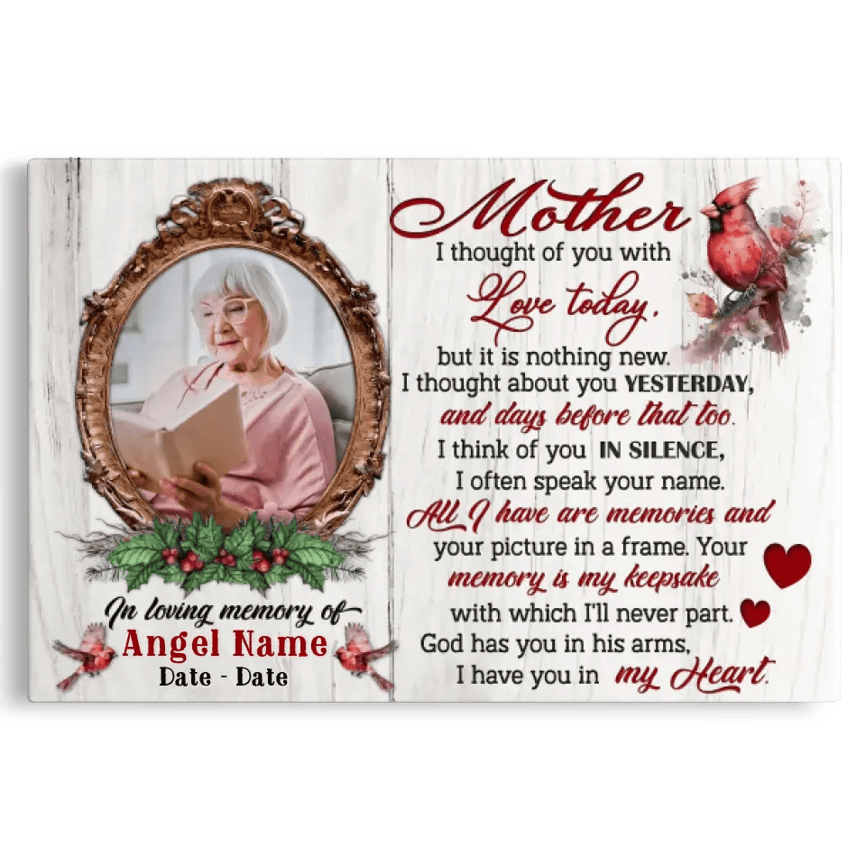 Personalized Canvas Prints, Upload Photo And Name, Memorial Gifts For Loss Of Mother, Memorial Gift, I Thought Of You Canvas