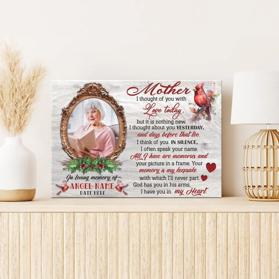 Personalized Canvas Prints, Upload Photo And Name, Memorial Gifts For Loss Of Mother, Memorial Gift, I Thought Of You Canvas