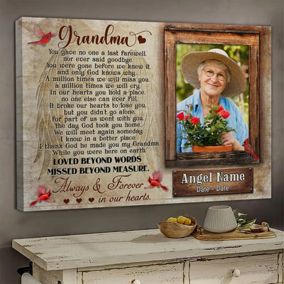 Personalized Canvas Prints, Upload Photo And Name, Memorial Gifts For Loss Of Grandma, Memorial Gift, Always And Forever In Our Heart Canvas