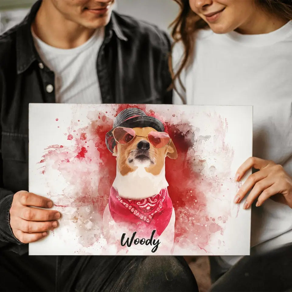 Personalized Canvas Prints Custom Watercolor Pet Portrait, Watercolor Dog Portrait Painting of Dog, Painting from Photo, Pet Memorial Canvas