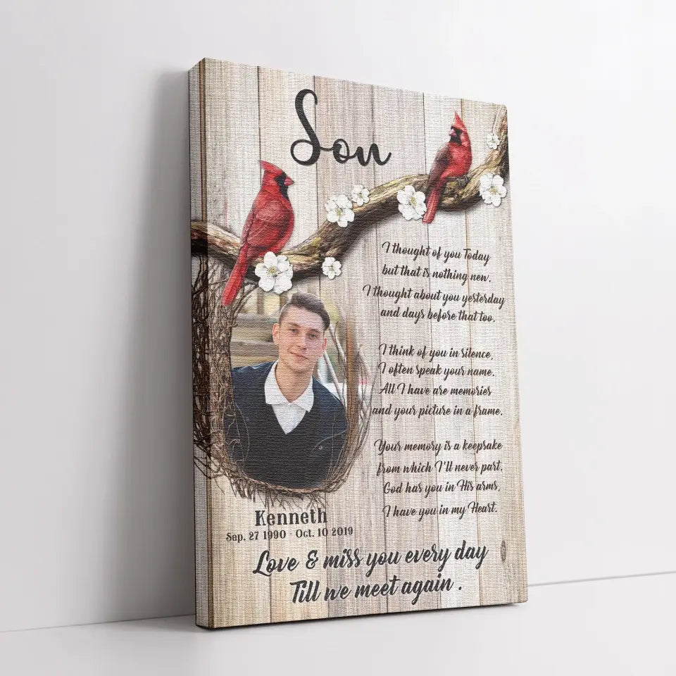 Personalized Photo Canvas Prints, Memorial Gifts, Loss Of Son, Sympathy Son, Love And Miss You Every Day Canvas