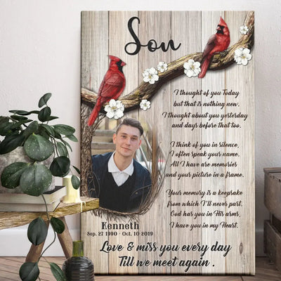 Personalized Photo Canvas Prints, Memorial Gifts, Loss Of Son, Sympathy Son, Love And Miss You Every Day Canvas