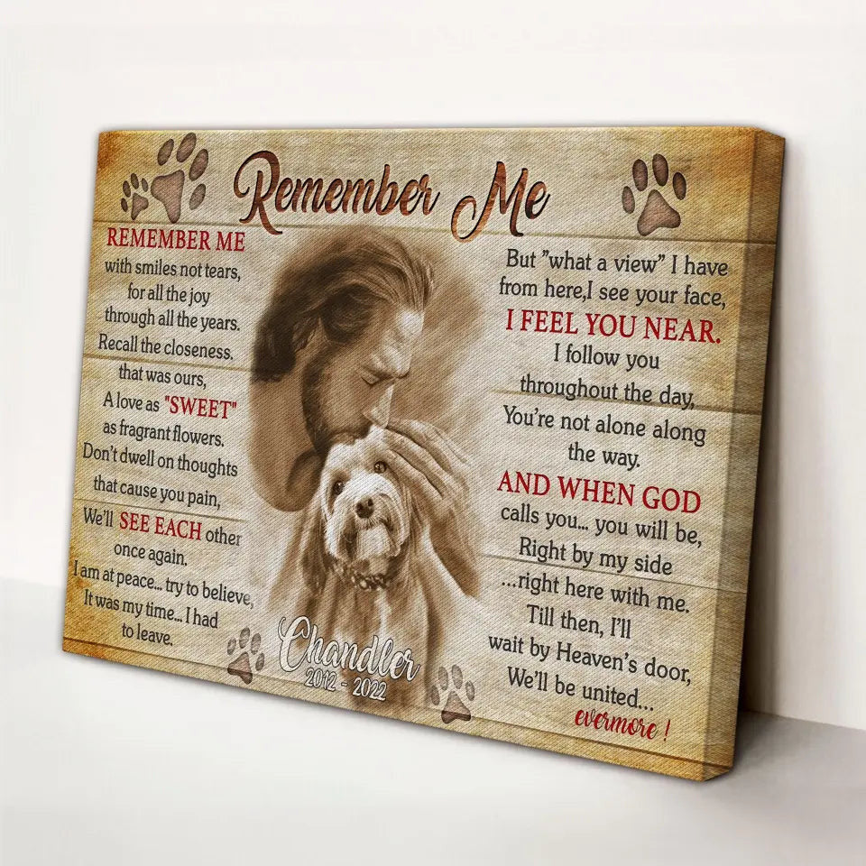Custom Photo Canvas, In The Arms Of God, Loss Of Dog Frame, Pet Memorial Wall Art, Dog Sympathy, Dog Loss Canvas