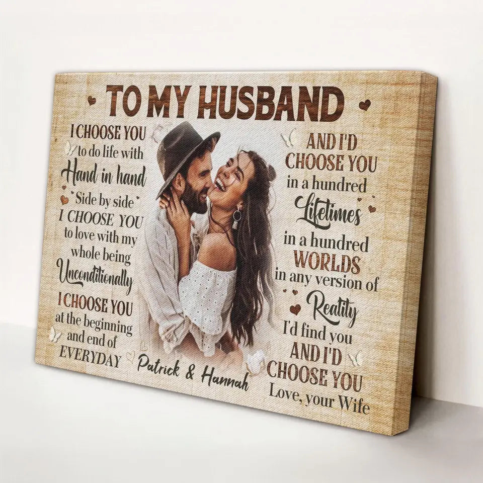 Personalized Canvas Prints Custom Photo, Anniversary Gifts, Couple Gifts, To My HusBand Canvas