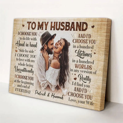 Personalized Canvas Prints Custom Photo, Anniversary Gifts, Couple Gifts, To My HusBand Canvas