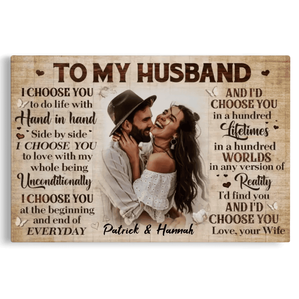 Personalized Canvas Prints Custom Photo, Anniversary Gifts, Couple Gifts, To My HusBand Canvas