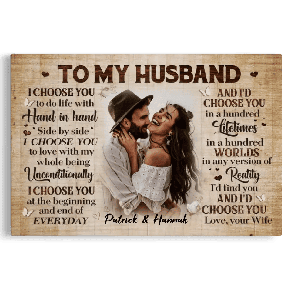 Personalized Canvas Prints Custom Photo, Anniversary Gifts, Couple Gifts, To My HusBand Canvas