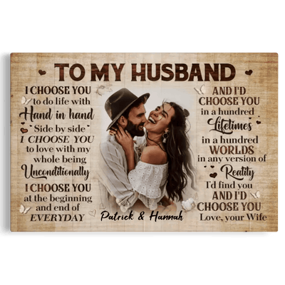 Personalized Canvas Prints Custom Photo, Anniversary Gifts, Couple Gifts, To My HusBand Canvas