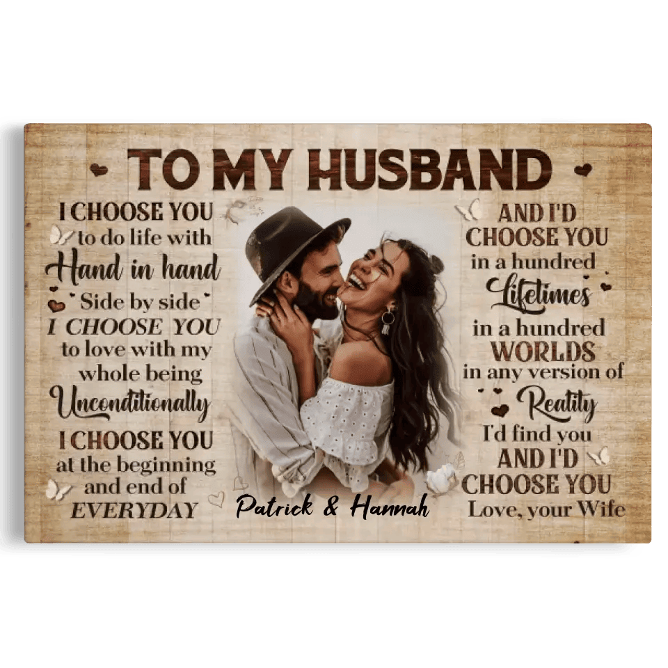 Personalized Canvas Prints Custom Photo, Anniversary Gifts, Couple Gifts, To My HusBand Canvas