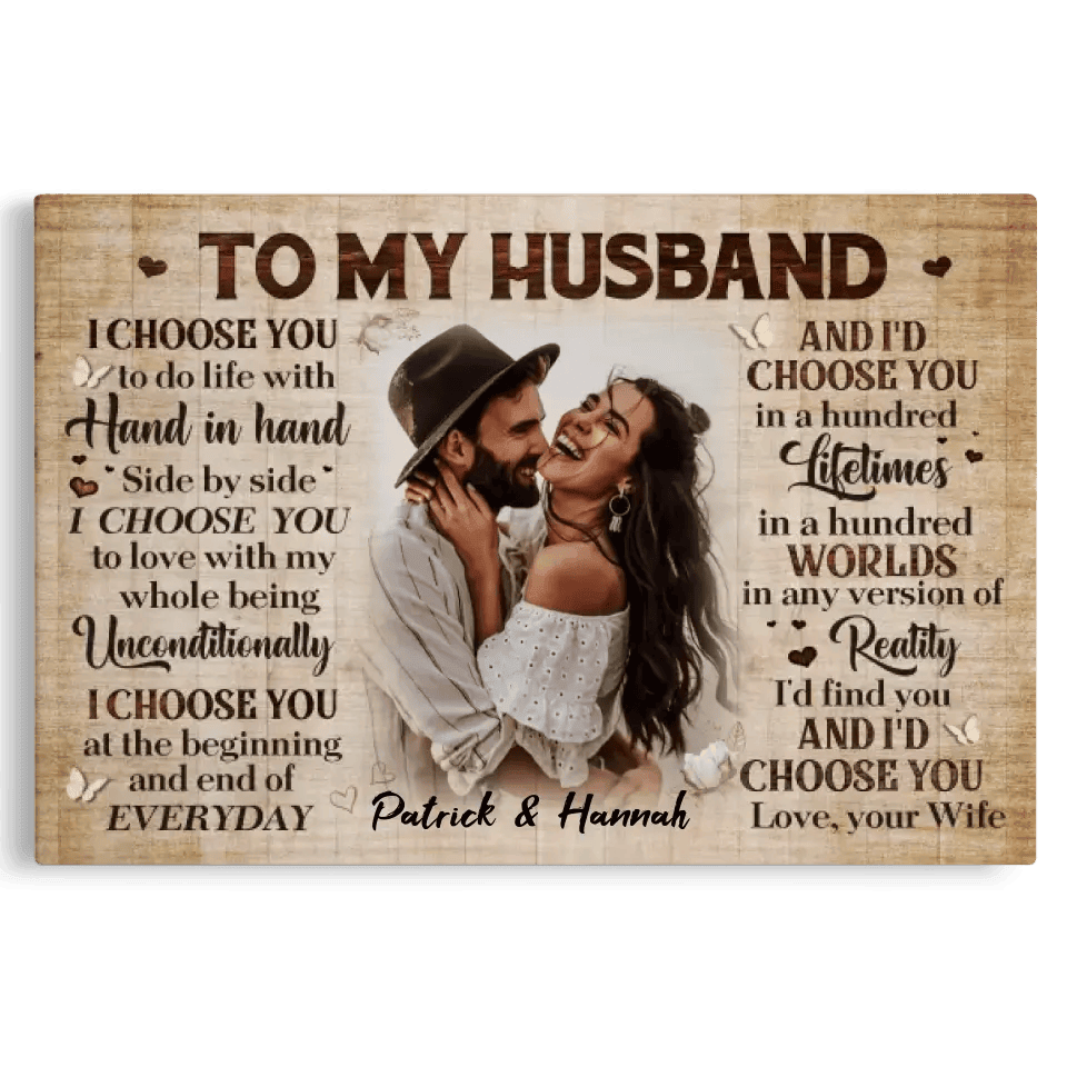 Personalized Canvas Prints Custom Photo, Anniversary Gifts, Couple Gifts, To My HusBand Canvas