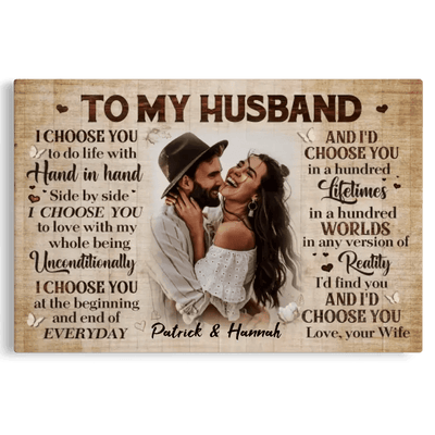 Personalized Canvas Prints Custom Photo, Anniversary Gifts, Couple Gifts, To My HusBand Canvas