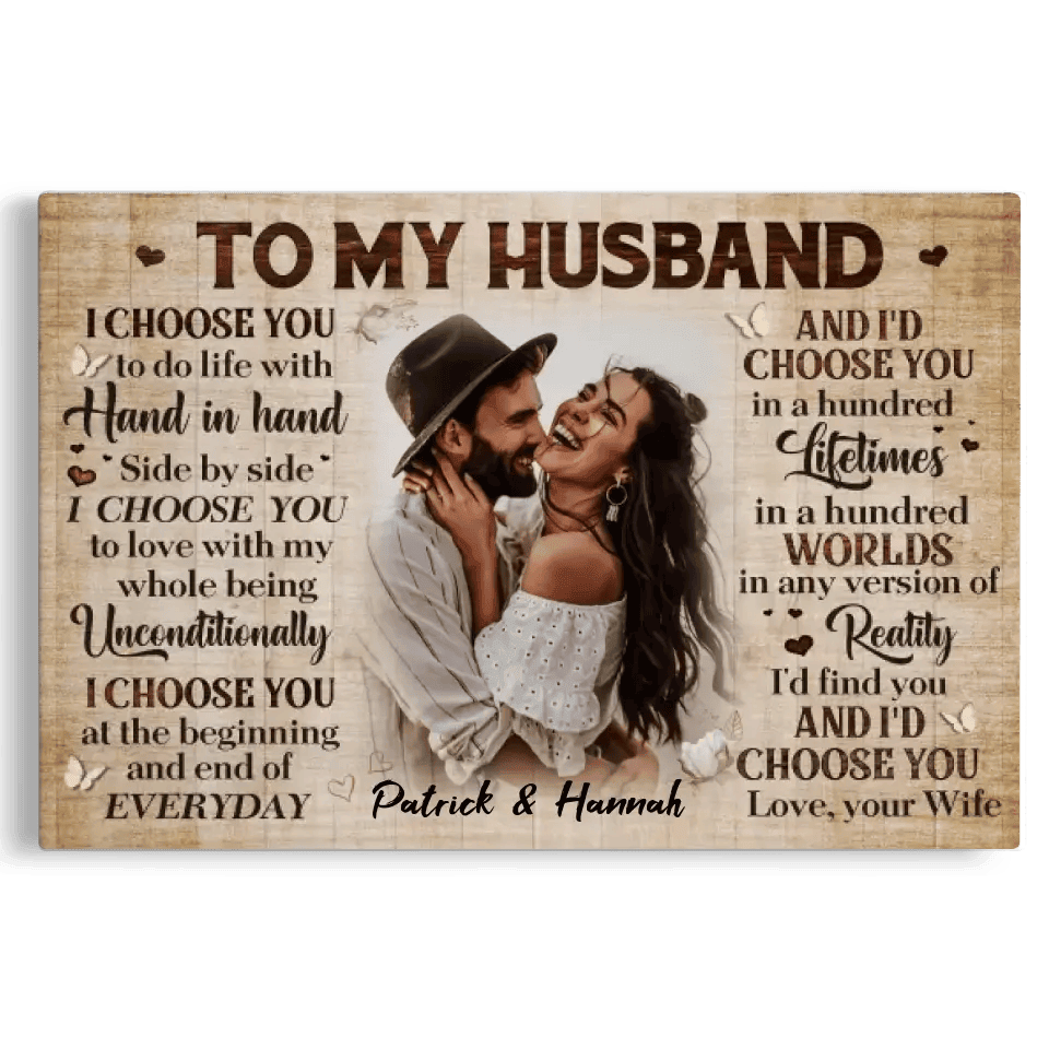 Personalized Canvas Prints Custom Photo, Anniversary Gifts, Couple Gifts, To My HusBand Canvas