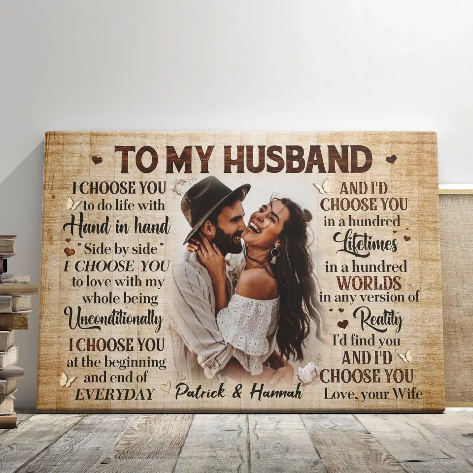 Personalized Canvas Prints Custom Photo, Anniversary Gifts, Couple Gifts, To My HusBand Canvas