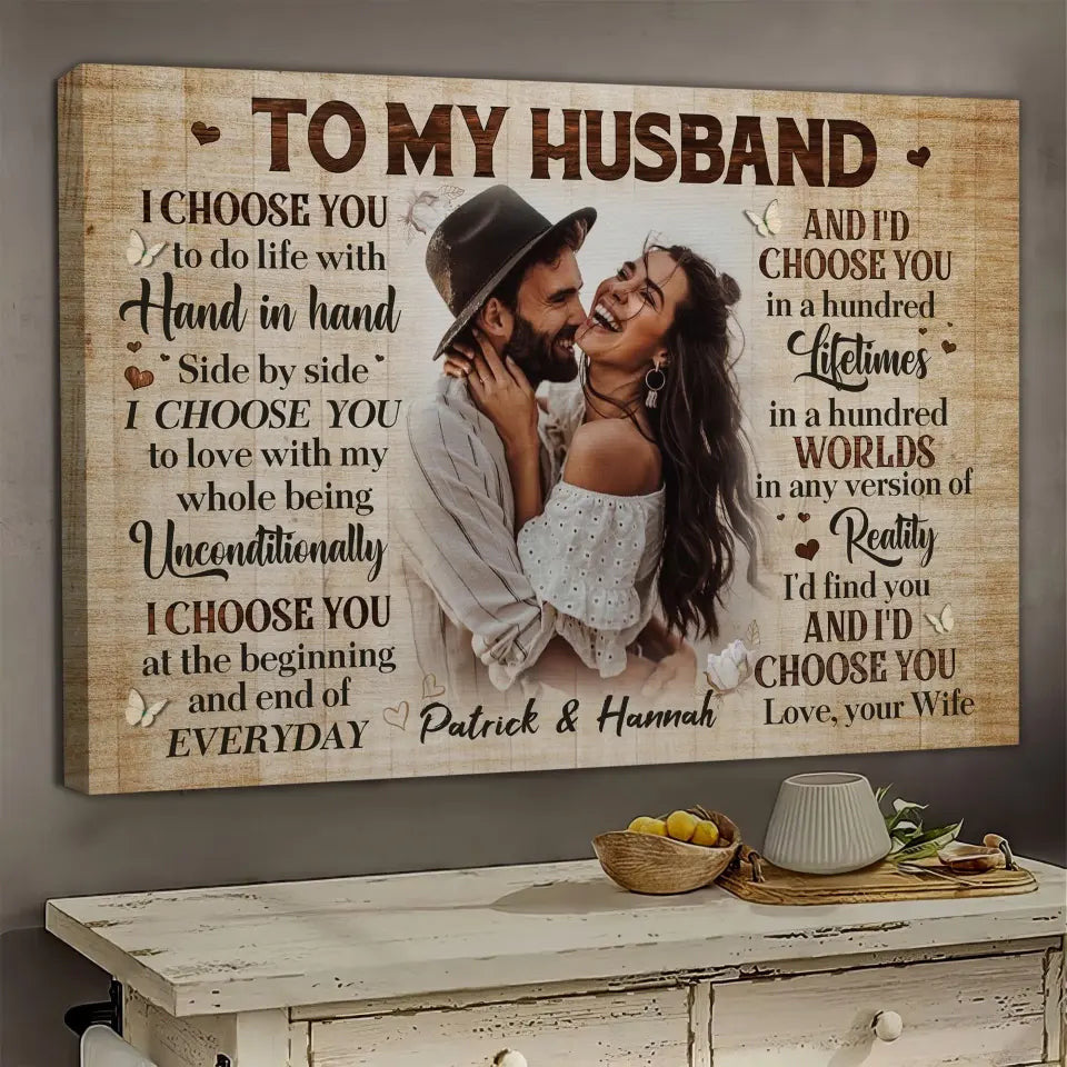 Personalized Canvas Prints Custom Photo, Anniversary Gifts, Couple Gifts, To My HusBand Canvas