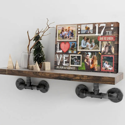 Personalized Canvas Prints, Custom Photo, Gifts For Couples, 17th Anniversary Gifts For Husband And Wife, Love 17th Anniversary Canvas